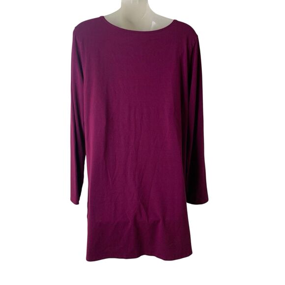 Eileen Fisher Tunic Top XL Women's Stretch Jersey Knit XL Purple Long Sleeves - Picture 8 of 8